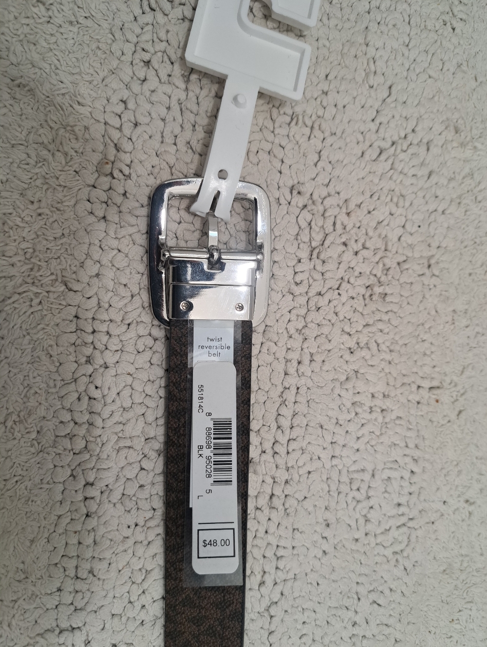 Michael Kors Women 32mm Triple Loop Logo Belt Black Large 551814C Reversible - Picture 2 of 4